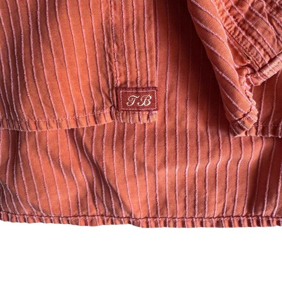 Tommy Bahama L Silk Blend Orange Stripe Shirt Mens L Unisex Beach Vibes - Picture 6 of 14